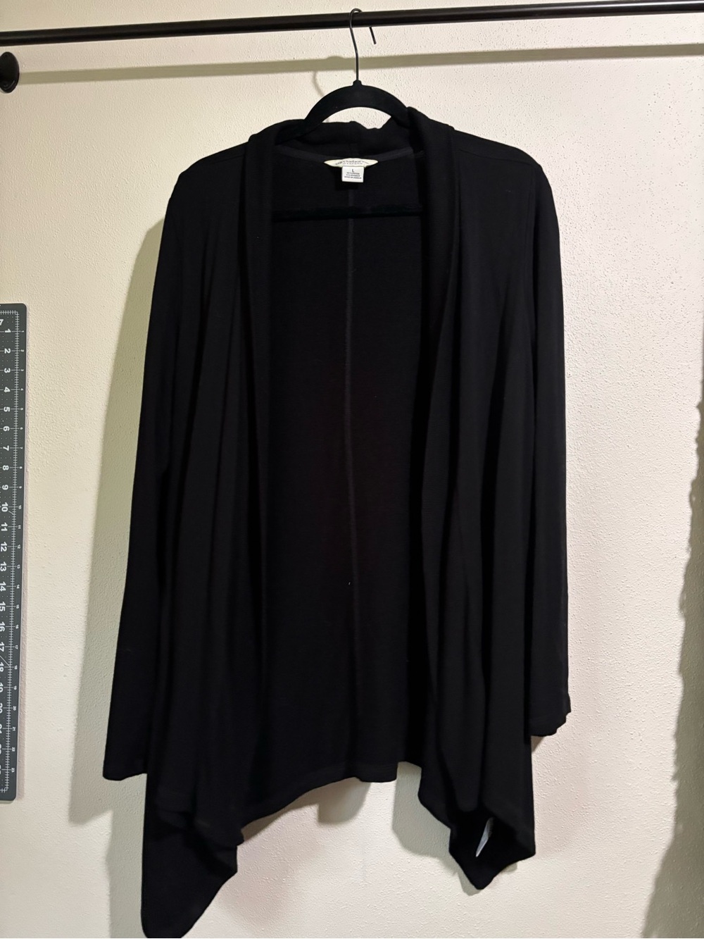 Liz Claiborne Black Open-Front Draped Cardigan